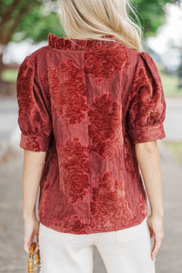 Full Hearts Rust Velvet Textured Blouse