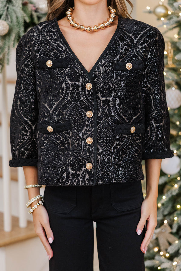 Modern Glamour Black Brocade Jacket