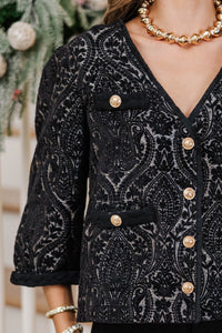 Modern Glamour Black Brocade Jacket