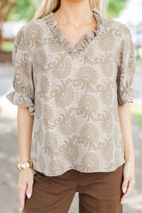 Quiet Moment Brown Textured Blouse
