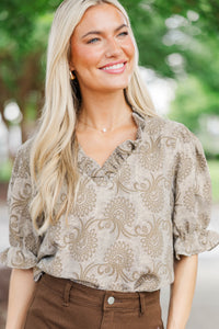 Quiet Moment Brown Textured Blouse
