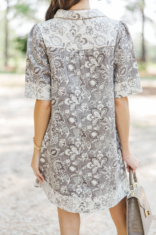 Keep The Good Brown Brocade Shift Dress