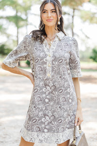 Keep The Good Brown Brocade Shift Dress
