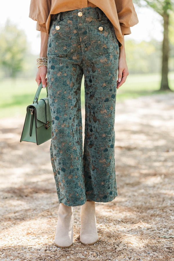 Moonlit Moments Olive Floral Pants