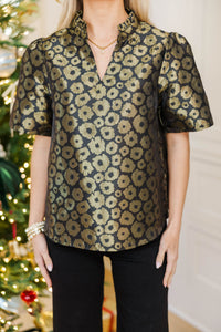 Pure Opulence Olive Brocade Blouse