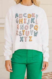 Chalkboard Charm White Alphabet Graphic Sweatshirt