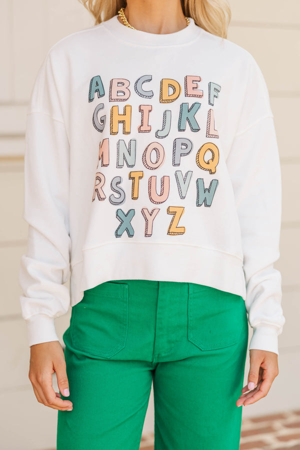 Chalkboard Charm White Alphabet Graphic Sweatshirt