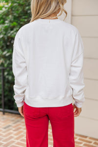 Ready To Learn White Graphic Sweatshirt