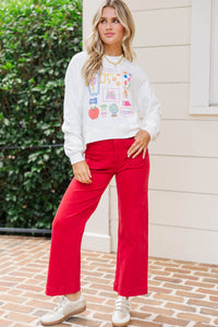 Ready To Learn White Graphic Sweatshirt