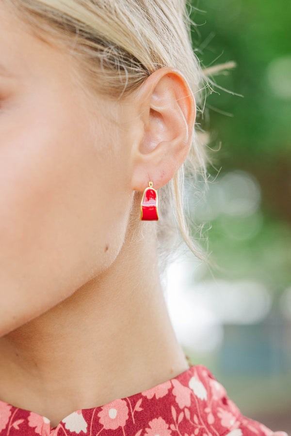 Found It Burgundy Gold Hoop Earrings