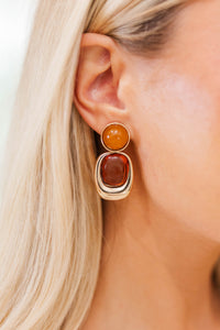 Love Every Minute Brown Earrings