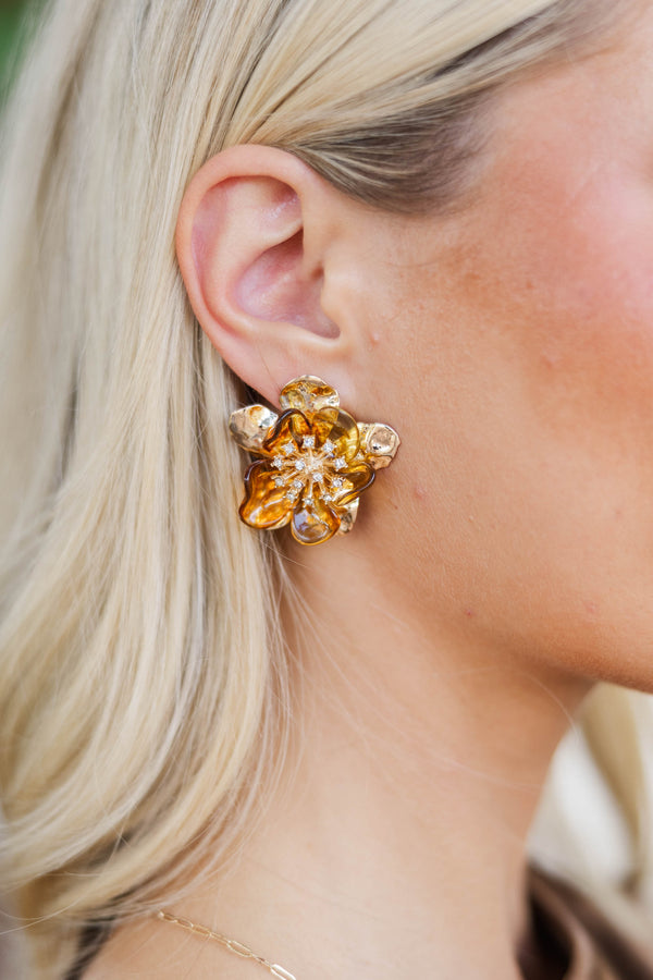 Here For The Good Times Brown Earrings