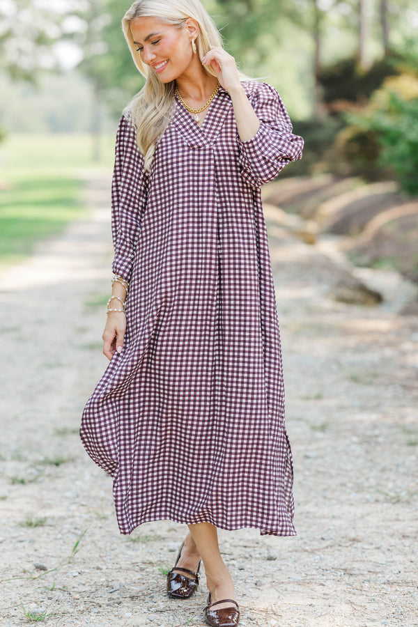 That's The One Brown Checkered Midi Dress