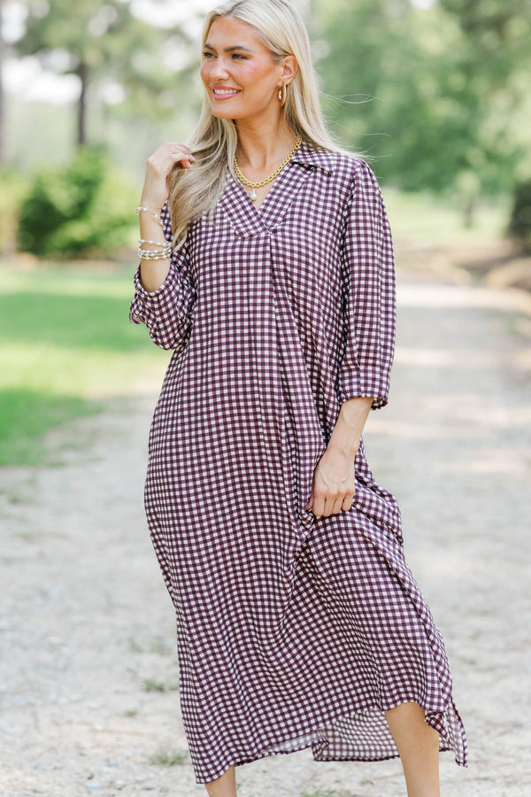 That's The One Brown Checkered Midi Dress