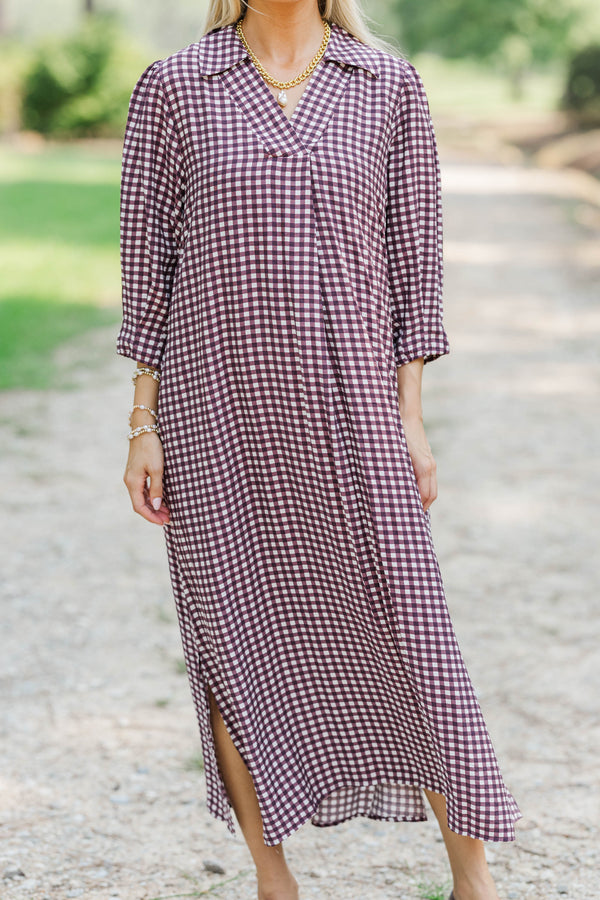 That's The One Brown Checkered Midi Dress