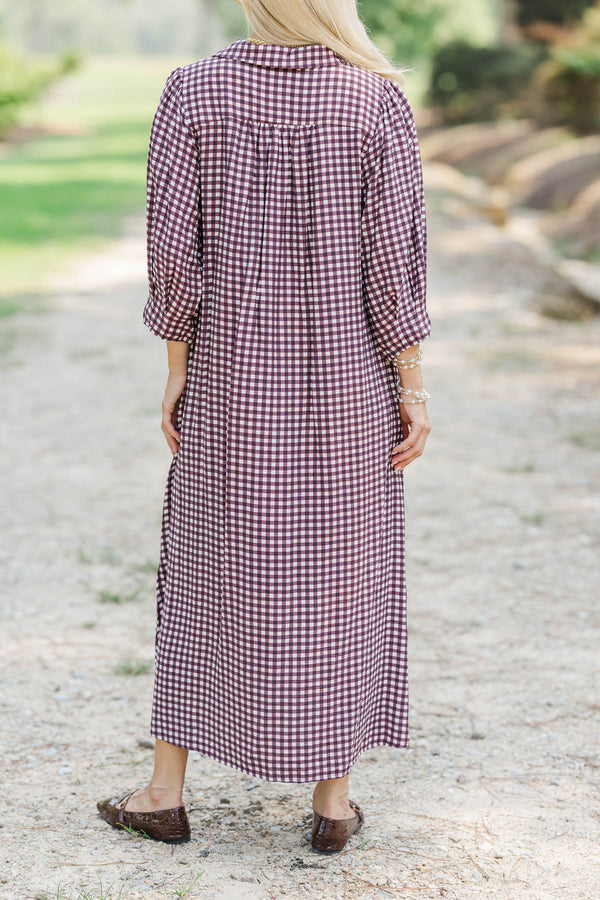 That's The One Brown Checkered Midi Dress