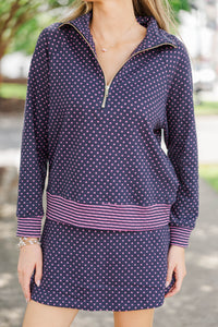 Instant Favorite Navy Pink Polka Dot Top