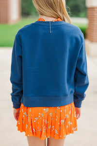 Girls: Good Game Navy Sequin Sweatshirt