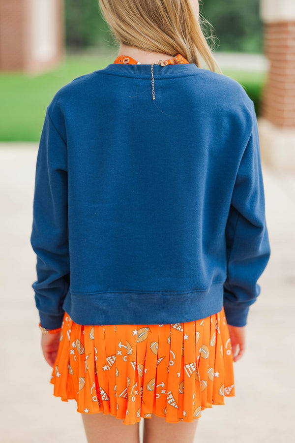 Girls: Good Game Navy Sequin Sweatshirt
