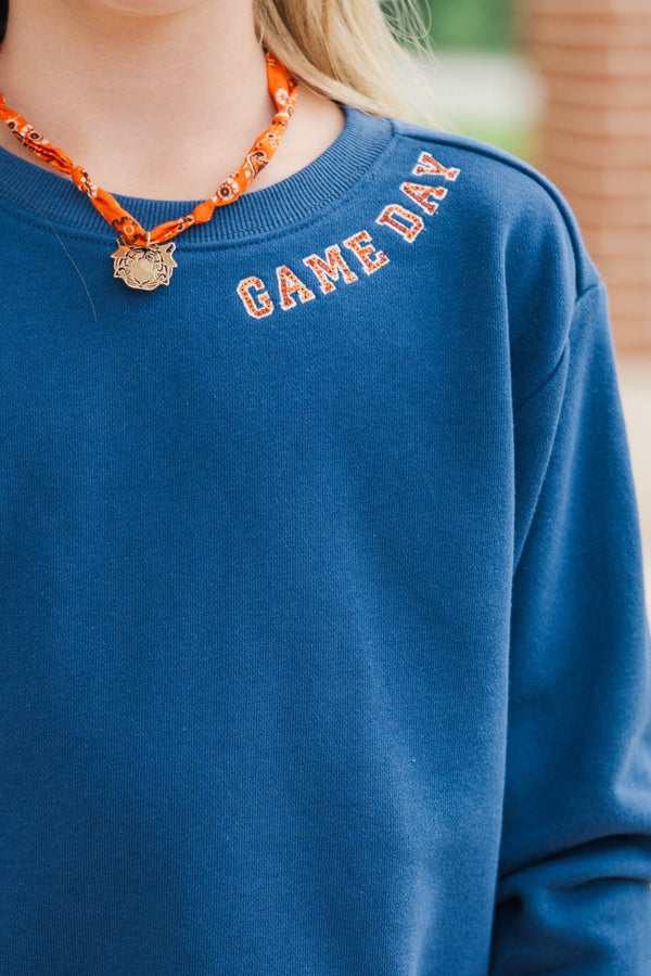 Girls: Good Game Navy Sequin Sweatshirt