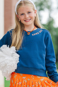 Girls: Good Game Navy Sequin Sweatshirt
