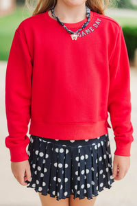 Girls: Good Game Red Sequin Sweatshirt