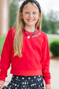 Girls: Good Game Red Sequin Sweatshirt