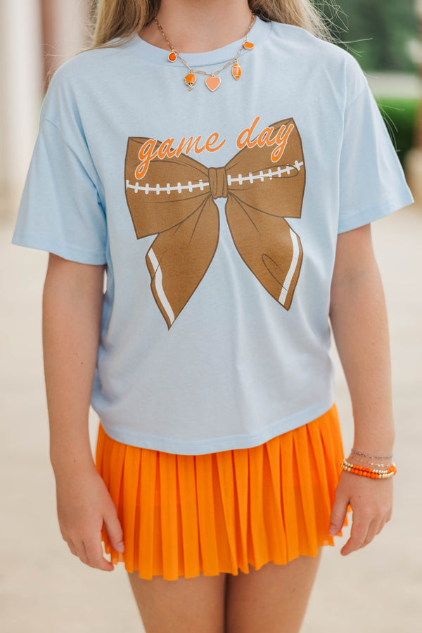 Girls: Hometown Spirit Light Blue Football Graphic Tee