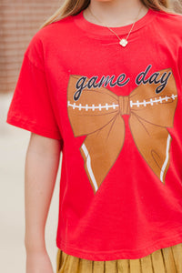 Girls: Hometown Spirit Red Football Graphic Tee