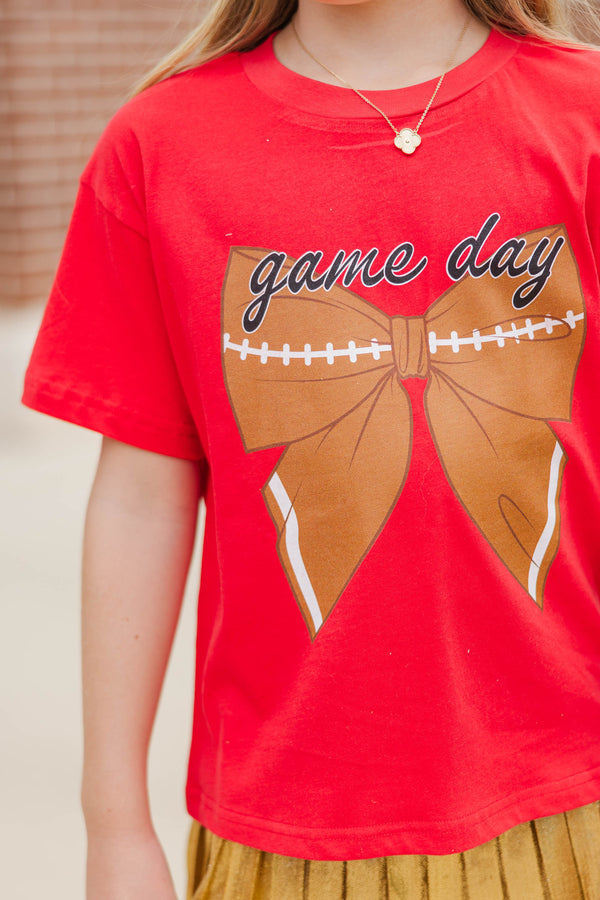 Girls: Hometown Spirit Red Football Graphic Tee