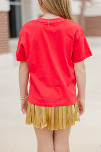 Girls: Hometown Spirit Red Football Graphic Tee