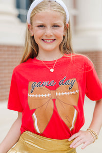 Girls: Hometown Spirit Red Football Graphic Tee