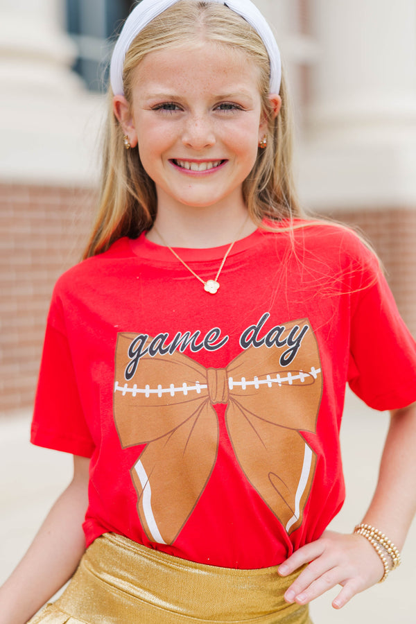 Girls: Hometown Spirit Red Football Graphic Tee