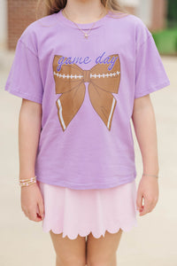 Girls: Hometown Spirit Lavender Football Graphic Tee