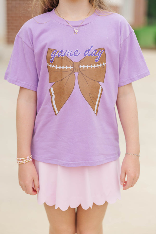 Girls: Hometown Spirit Lavender Football Graphic Tee