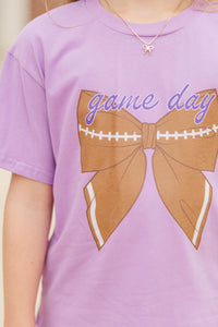 Girls: Hometown Spirit Lavender Football Graphic Tee