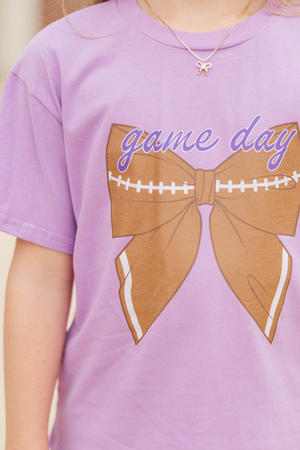 Girls: Hometown Spirit Lavender Football Graphic Tee