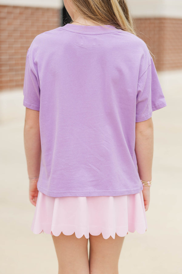 Girls: Hometown Spirit Lavender Football Graphic Tee