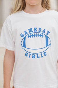 Girls: Gameday Girlie Royal Blue Football Graphic Tee