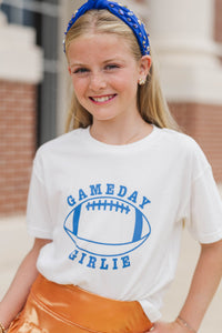 Girls: Gameday Girlie Royal Blue Football Graphic Tee