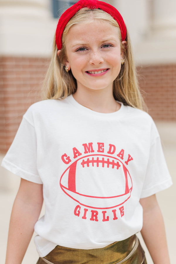 Girls: Gameday Girlie Red Football Graphic Tee