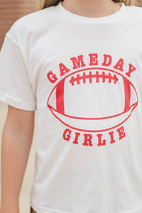 Girls: Gameday Girlie Red Football Graphic Tee