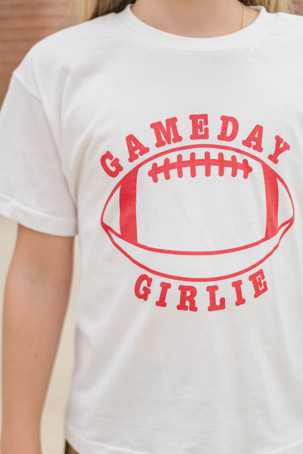 Girls: Gameday Girlie Red Football Graphic Tee