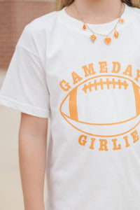 Girls: Gameday Girlie Orange Football Graphic Tee