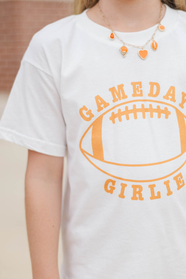 Girls: Gameday Girlie Orange Football Graphic Tee