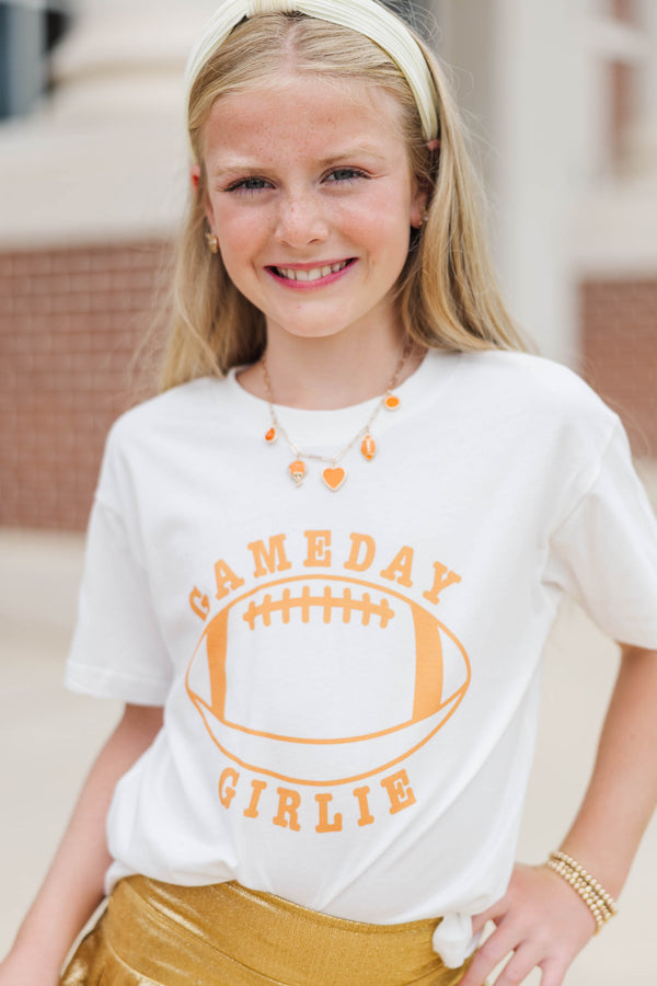 Girls: Gameday Girlie Orange Football Graphic Tee