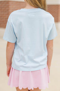 Girls: Gameday Girlie Light Blue Football Graphic Tee