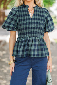Pick Of The Orchard Emerald Plaid Blouse