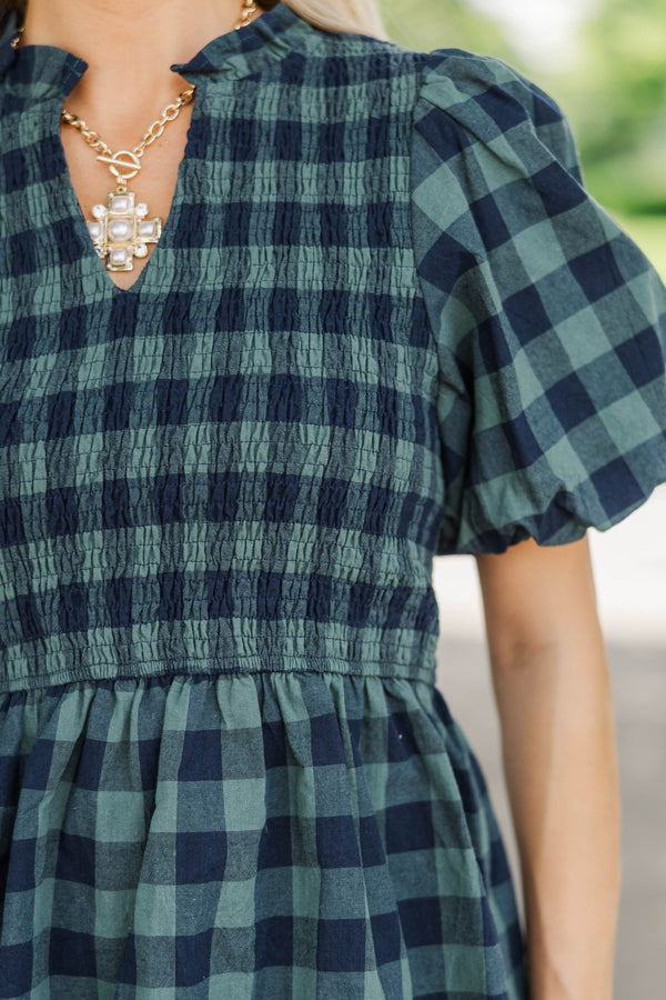 Pick Of The Orchard Emerald Plaid Blouse