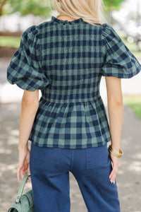 Pick Of The Orchard Emerald Plaid Blouse